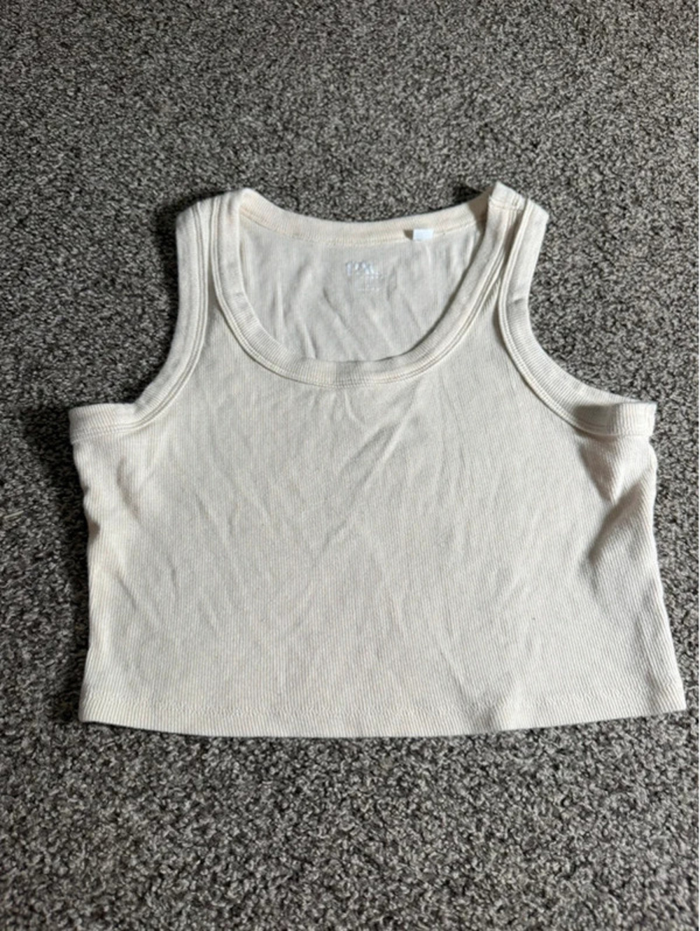 PAC Cares Women’s Small Cream Ribbed Cropped Tank Top